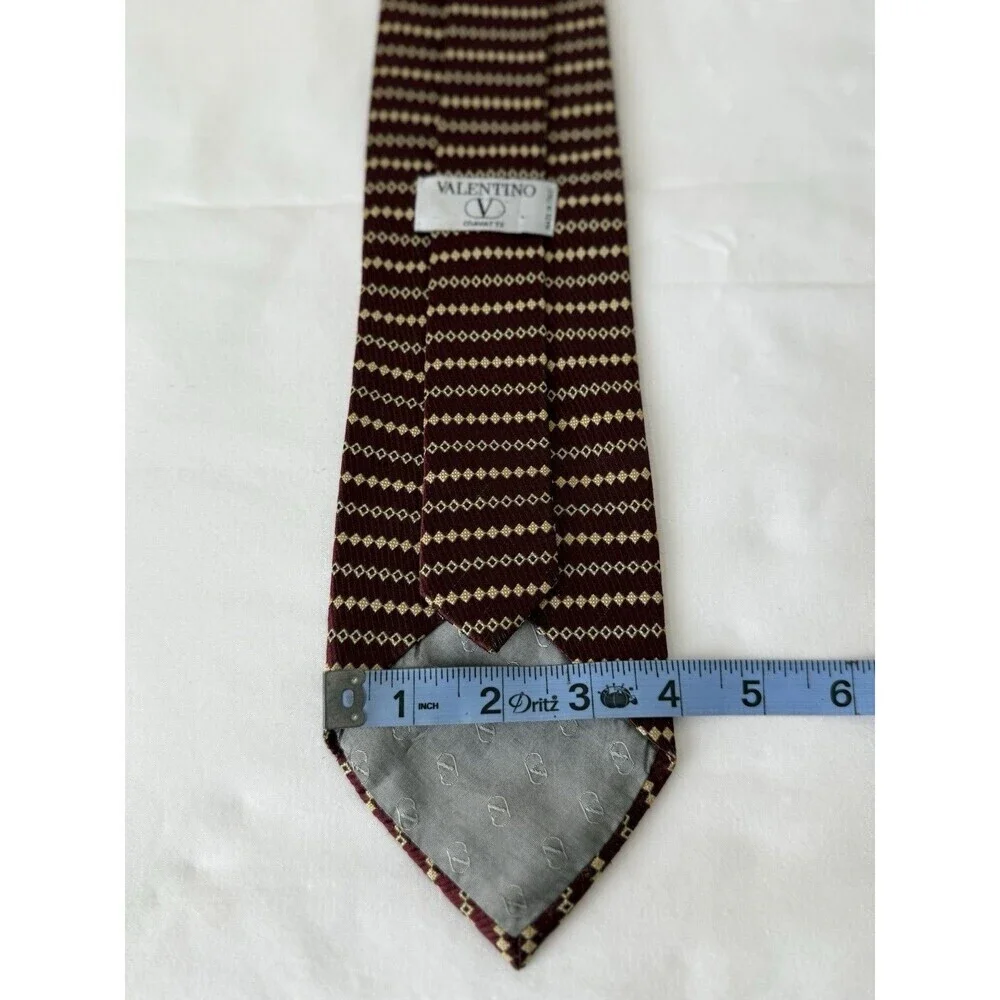 Valentino Cravatte Geometric Print Made in Italy Silk Vintage Tie Money Designer